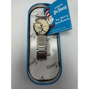 Dr. Seuss 1997 Cat In The Hat Mens Watch New Battery 33MM 7.5" With‎ Tin